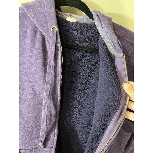 J.Crew Sherpa Lined Zip Hoodied Full Zip Sweatshirt Womens XL  Purple - Picture 4 of 11
